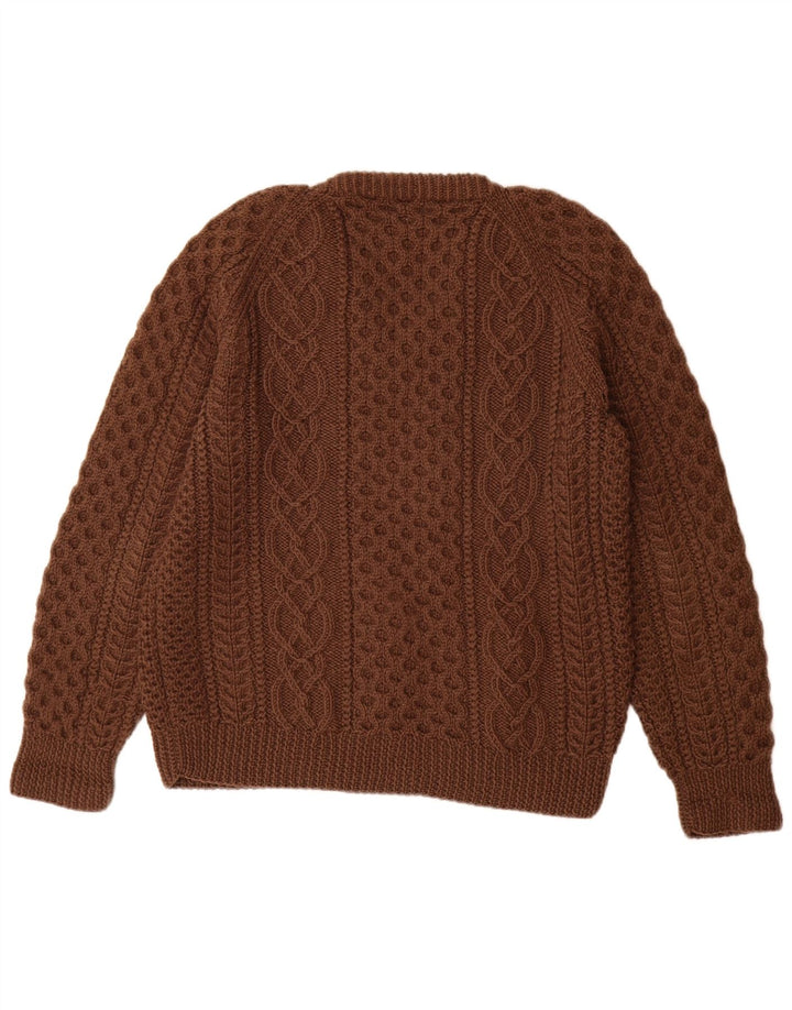 Maglione maglione con scollo a V da donna VINTAGE UK 14 grande marrone