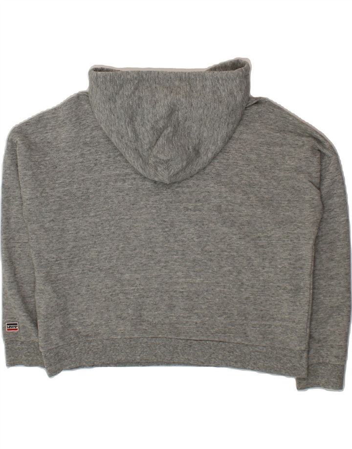 LEVI'S Womens Oversized Graphic Hoodie Jumper UK 14 Medium Grey Cotton Vintage Levi's and Second-Hand Levi's from Messina Hembry 