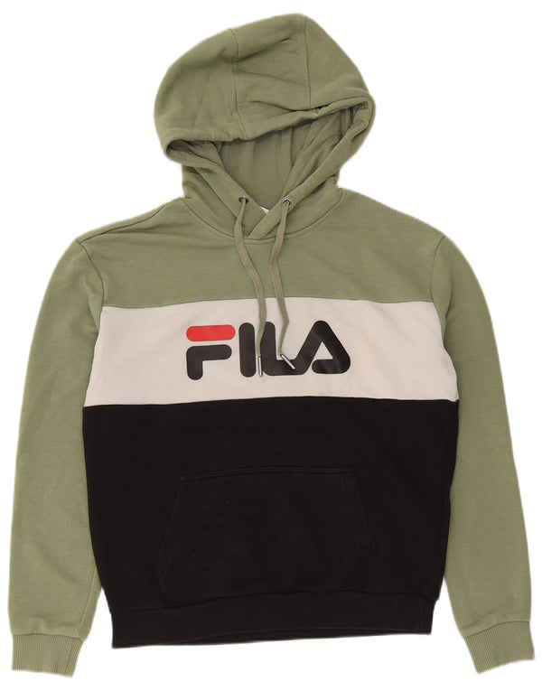 Felpa con cappuccio oversize grafica da donna Fila UK 10 Small Green Colourblock