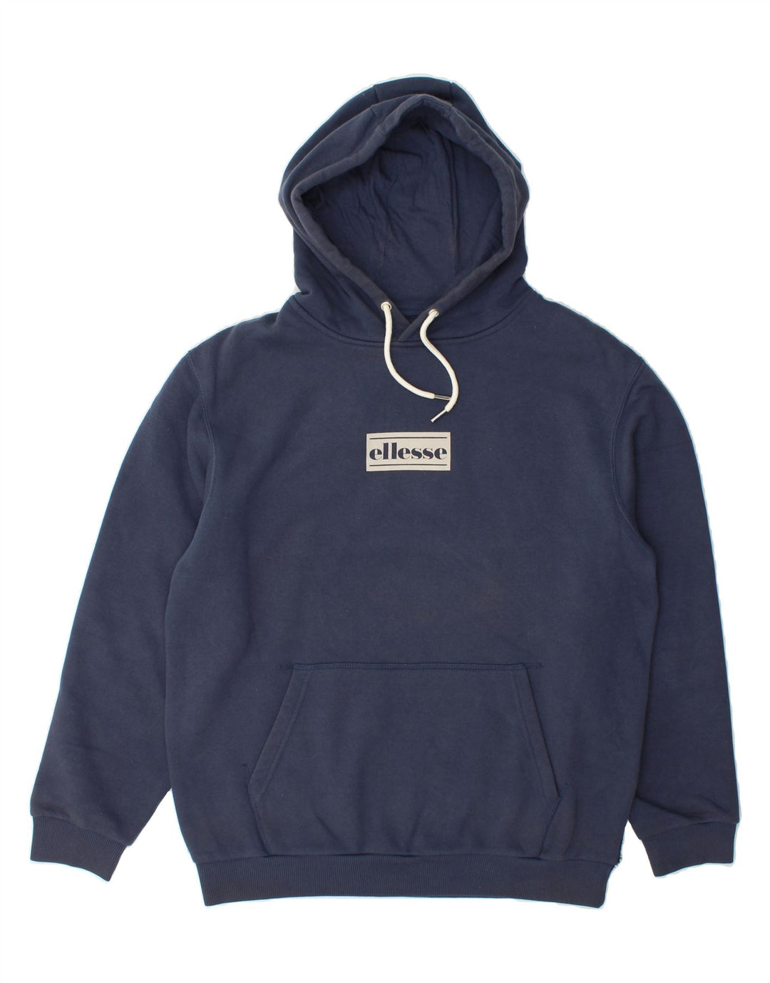 ELLESSE Mens Graphic Hoodie Jumper Large Navy Blue Cotton Vintage Ellesse and Second-Hand Ellesse from Messina Hembry 
