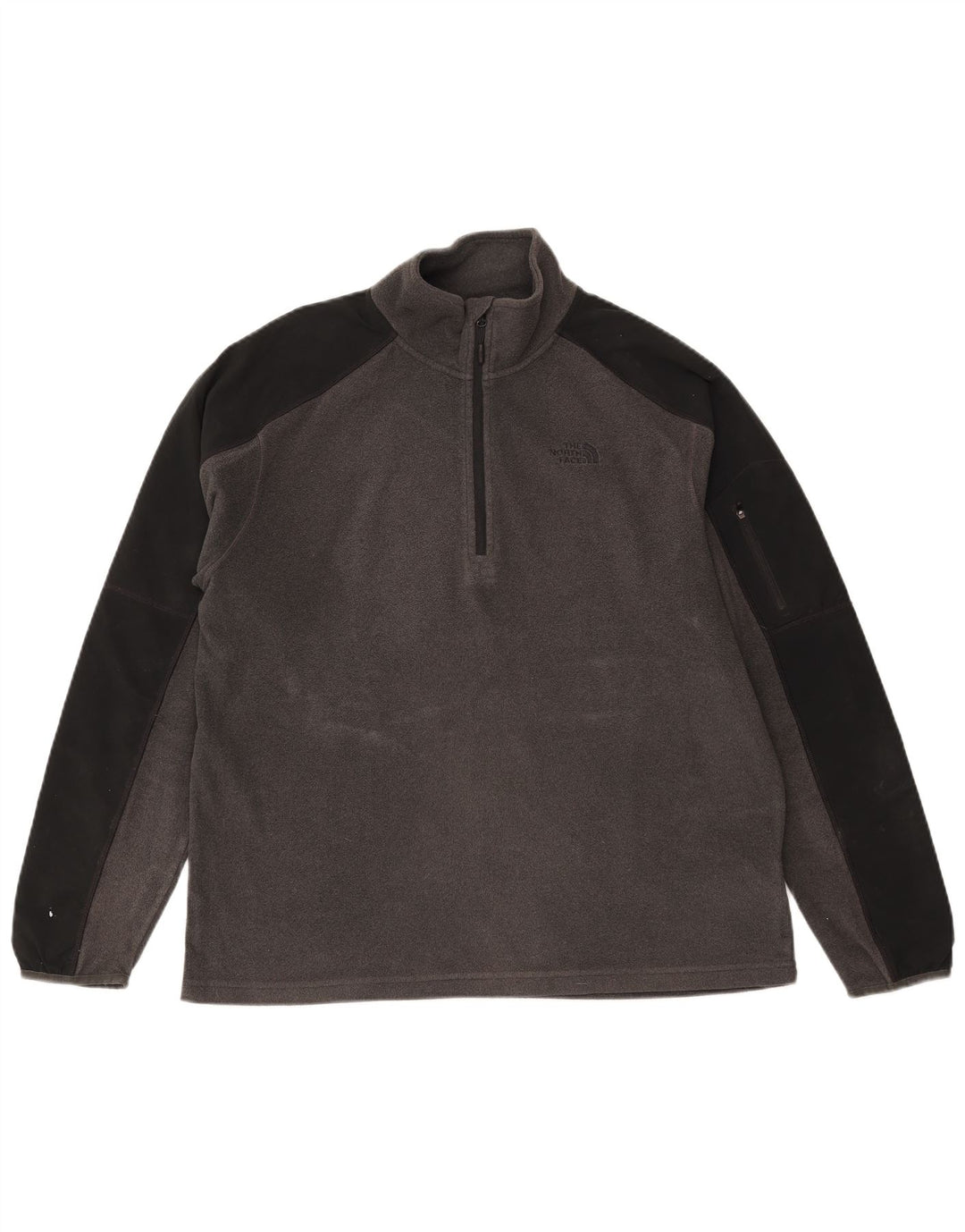 Maglione in pile da uomo The North Face con zip e collo, grande, in poliestere color block grigio
