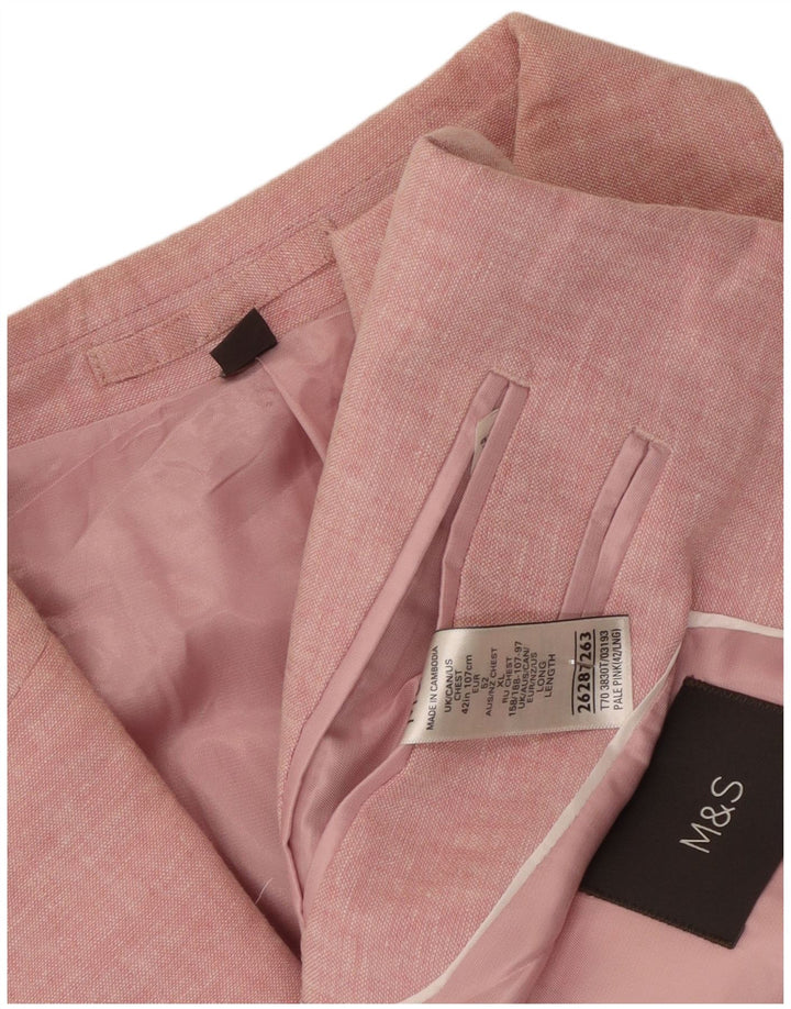 Giacca blazer a 2 bottoni Marks & Spencer da uomo UK 42 XL lino rosa