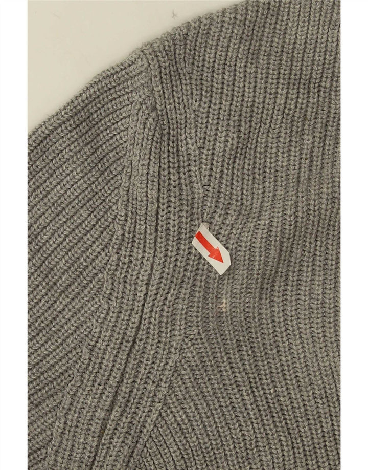 Maglione Zara da uomo con zip e collo in cotone grigio medio