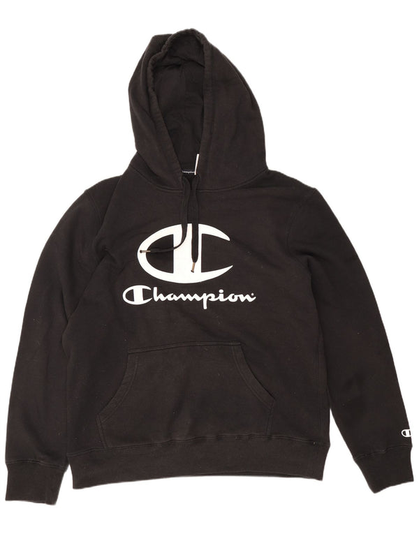 Felpa con cappuccio grafica da uomo Champion XL in cotone nero