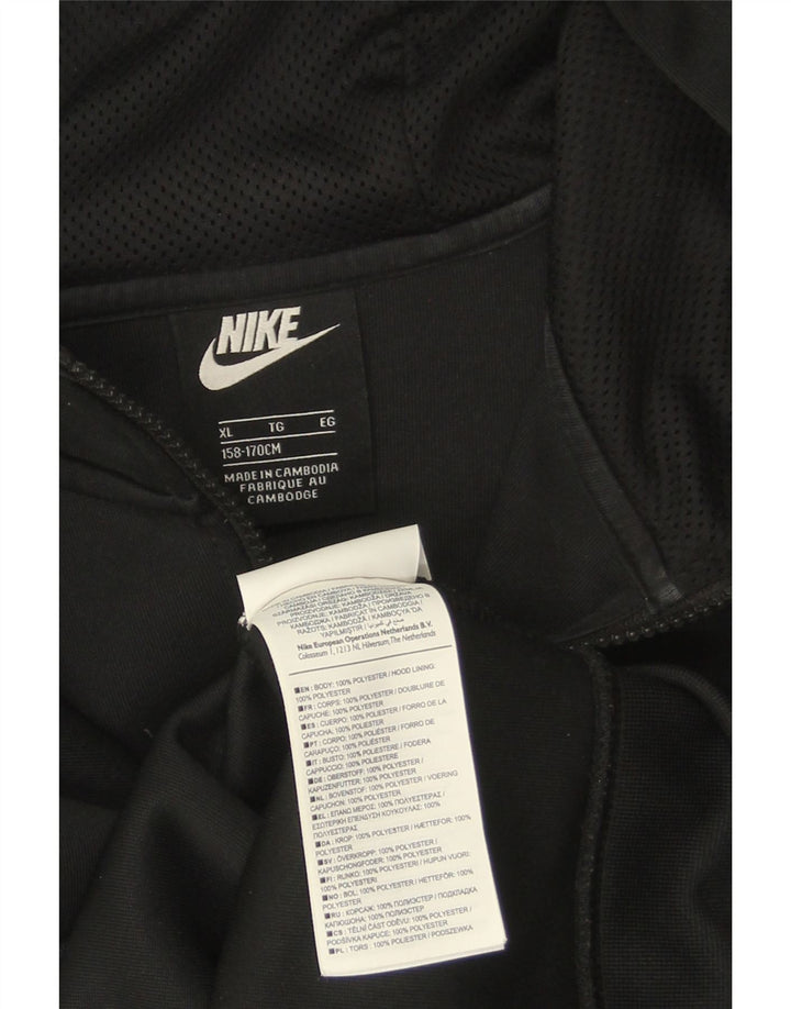 NIKE Boys Graphic Zip Hoodie Sweater 13-14 Years XL  Black Polyester
