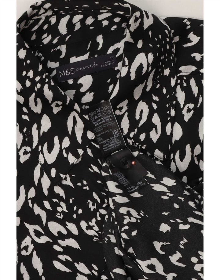 Camicetta da donna Marks & Spencer UK 12 stampa animalier nera media