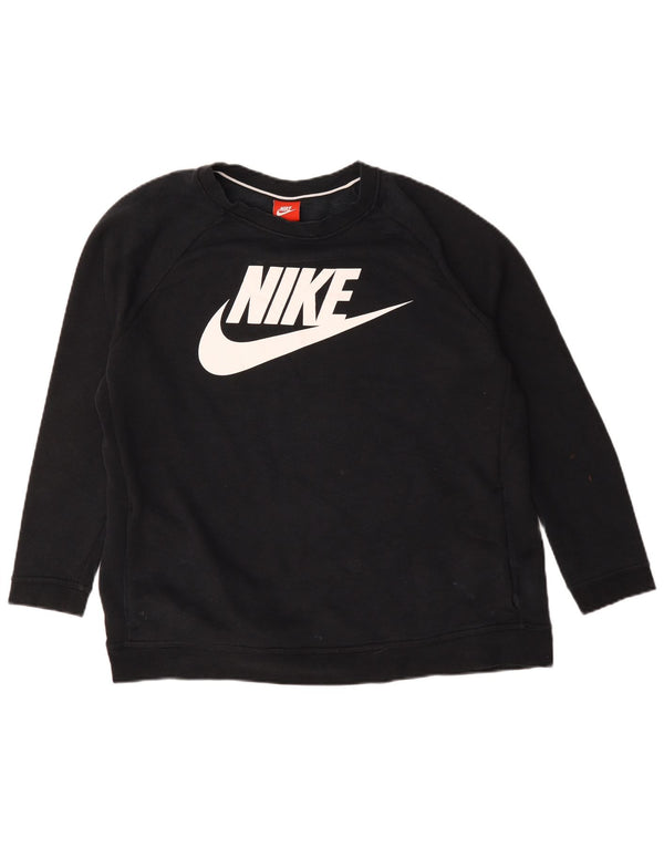 Felpa oversize con grafica Nike da donna UK 18 XL cotone nero