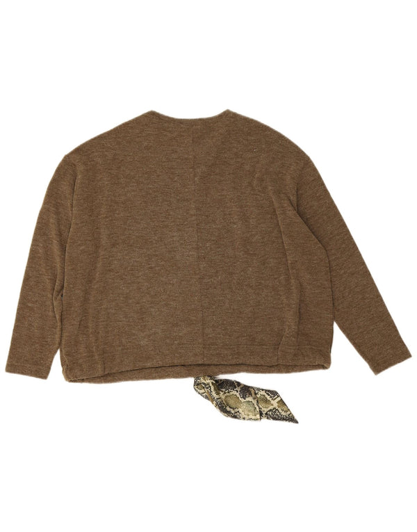 Maglione girocollo da donna Zara UK 10 piccola stampa animalier marrone