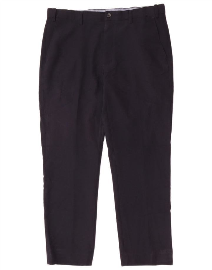 Pantaloni chino regolari da uomo Marks & Spencer W34 L29 poliestere blu navy