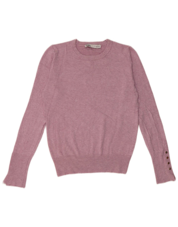 Maglione maglione girocollo da donna Zara UK 8 piccolo rosa