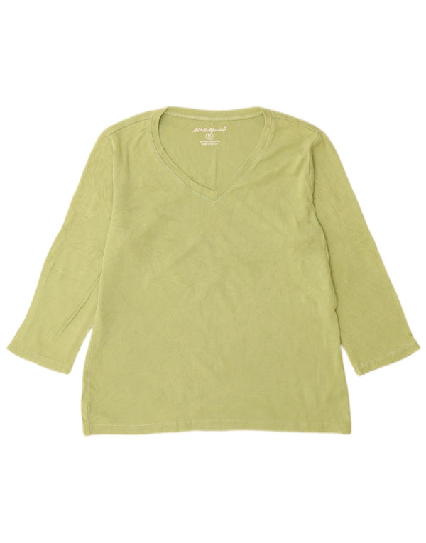 Maglietta da donna Eddie Bauer manica 3/4 UK 12 cotone verde medio