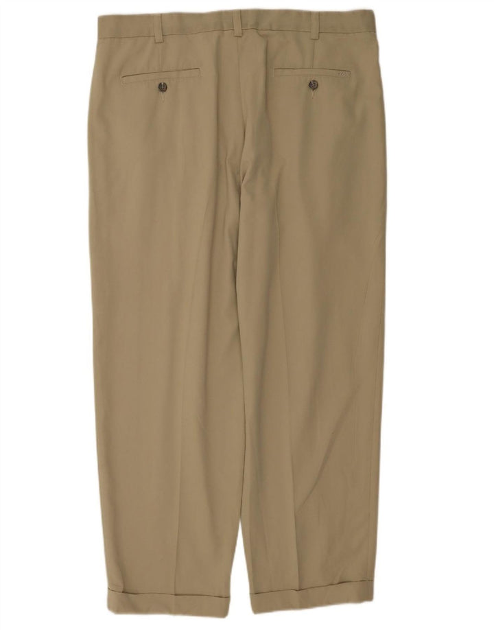 Pantaloni da completo da uomo con pegging Izod W38 L30 poliestere beige