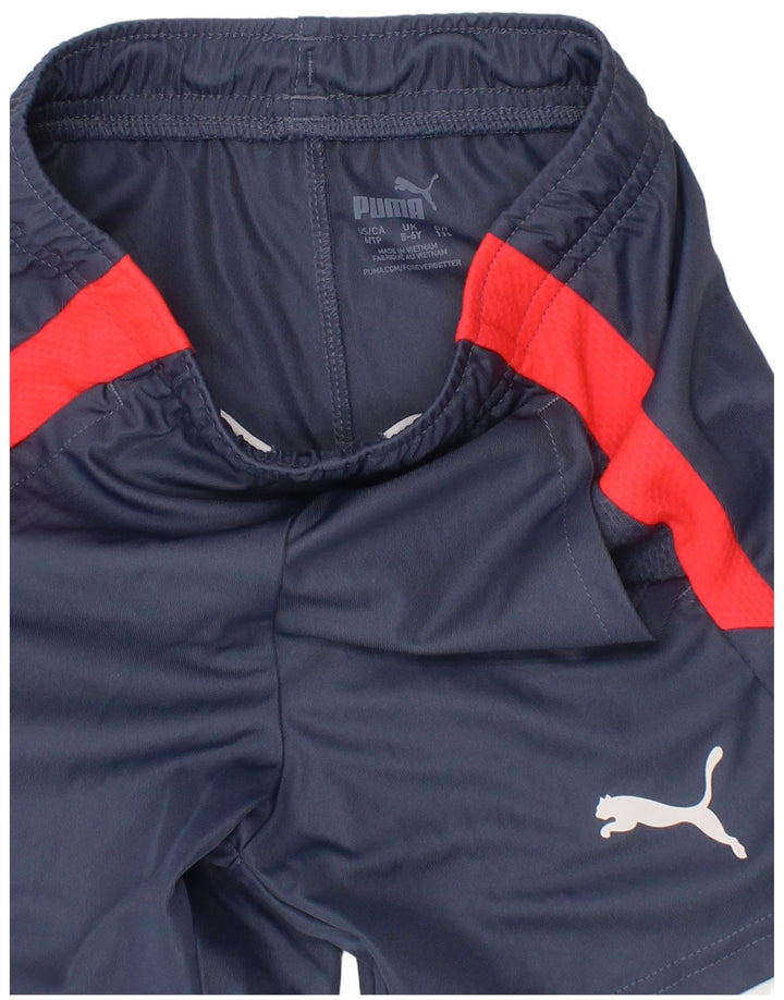 Pantaloncini sportivi Puma da bambino 5-6 anni in poliestere color block blu navy