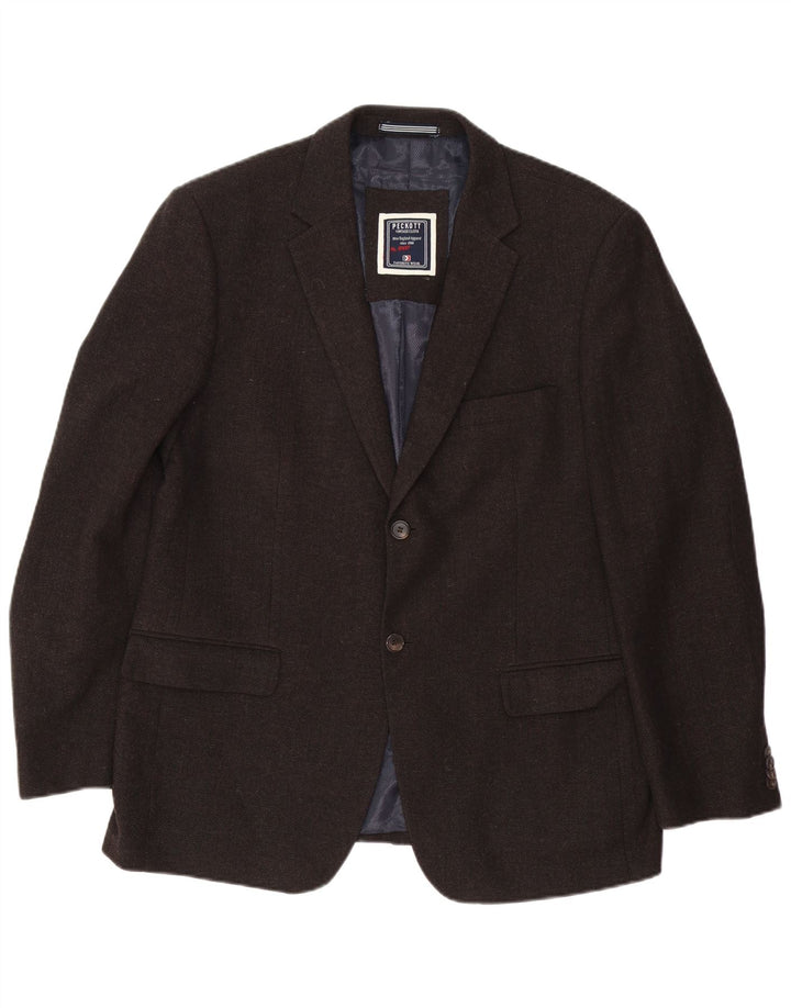 Giacca blazer da uomo a 2 bottoni Peckott IT 52 XL lana a spina di pesce marrone