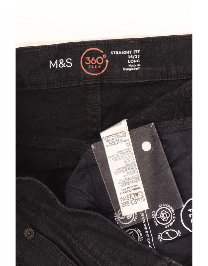 Jeans dritti da uomo Marks & Spencer W36 L33 cotone nero