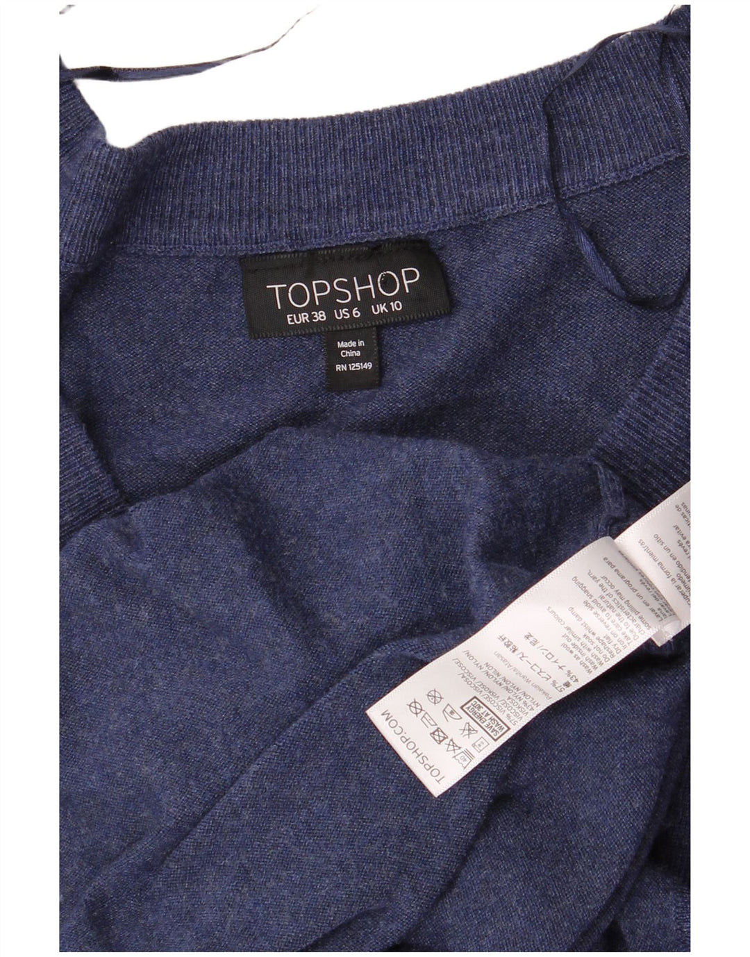 Topshop Abito maglione oversize da donna UK 10 Piccolo in viscosa a righe blu navy