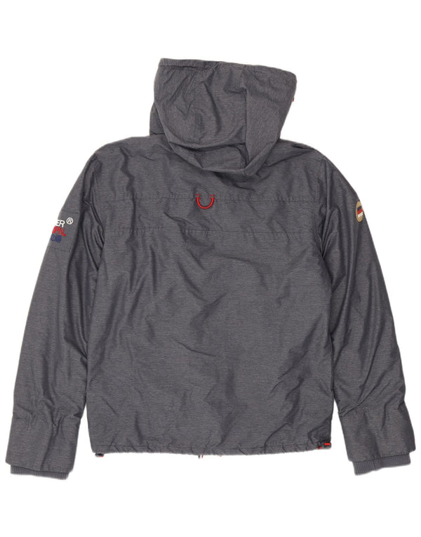 Giacca a vento con cappuccio da uomo SUPERDRY UK 38 Poliestere grigio medio