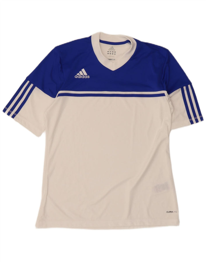 T-shirt Adidas Climalite da uomo Top in poliestere color block bianco medio