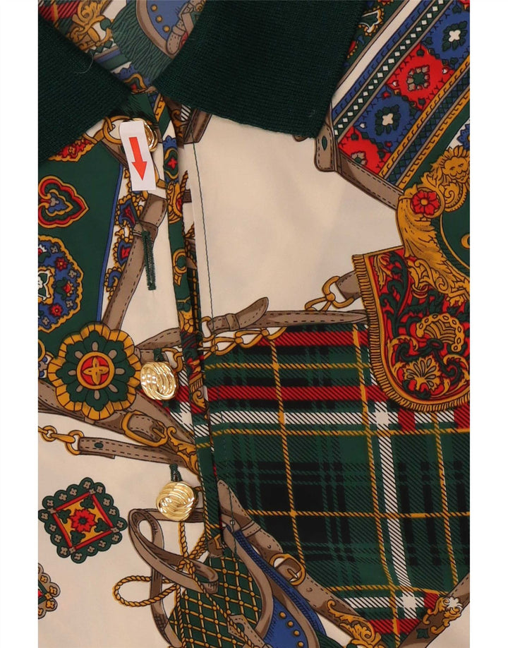 Camicetta pullover da donna vintage UK 16 grande floreale multicolore