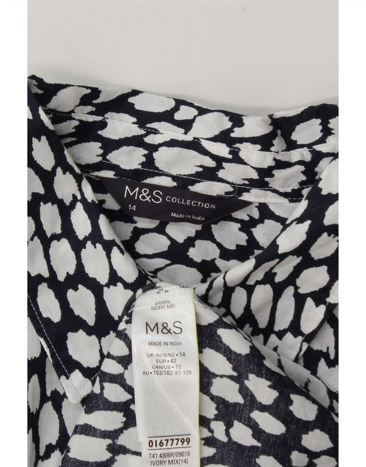 Camicia da donna Marks & Spencer UK 14 grande cotone maculato bianco