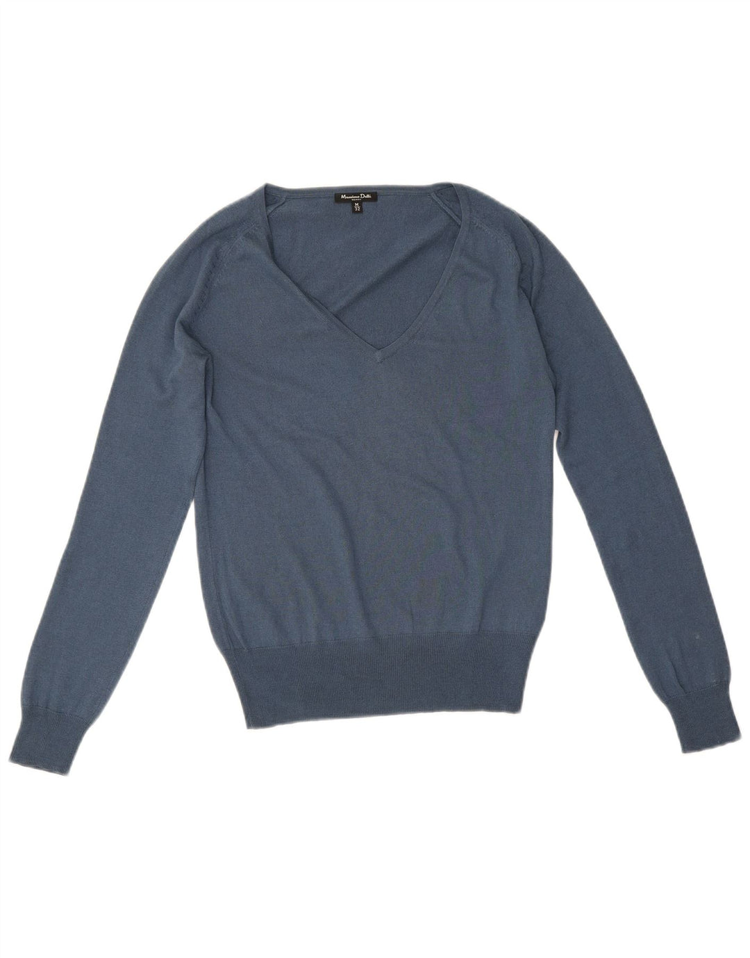 Massimo Dutti Maglione da donna con scollo a V UK 12 Seta blu medio