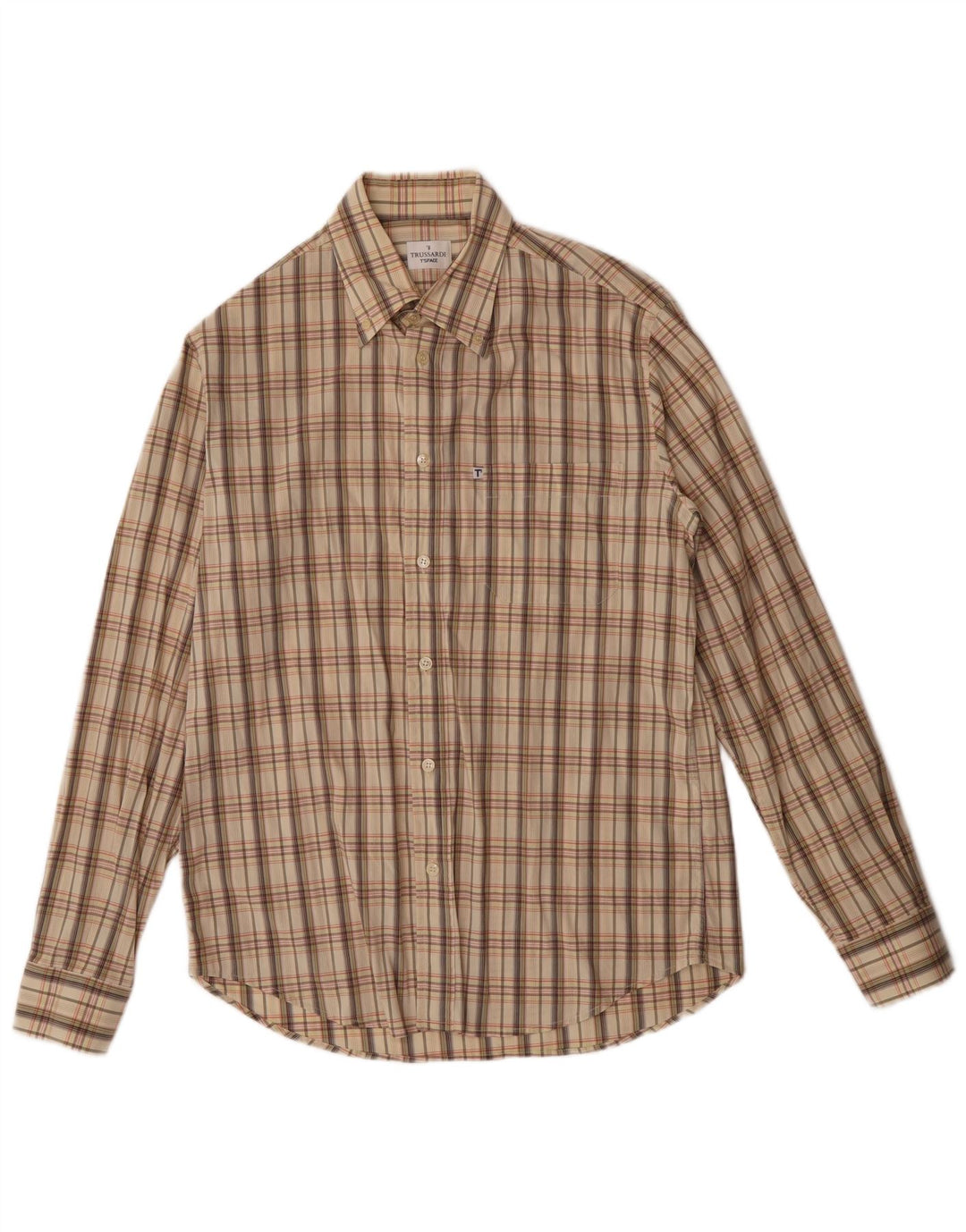 Camicia Trussardi Uomo a Quadri Large Beige Check in Cotone