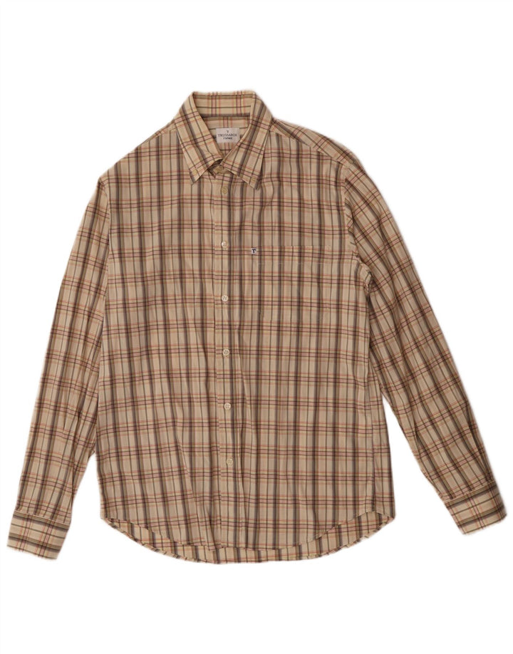 Camicia Trussardi Uomo a Quadri Large Beige Check in Cotone