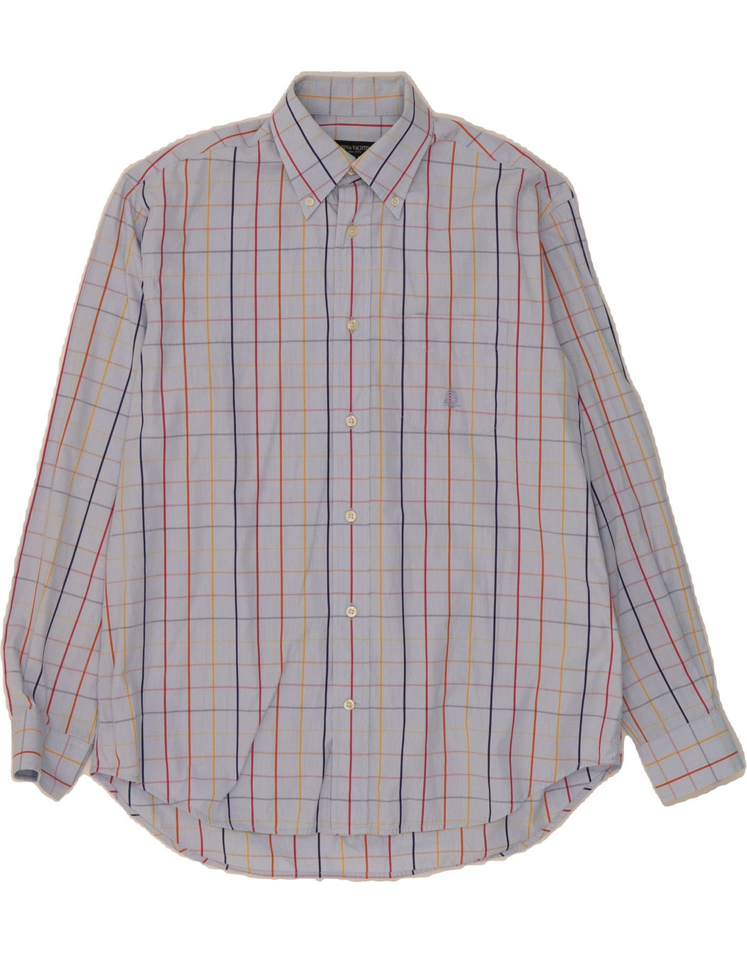 MARINA YACHTING Mens Shirt Size 40 Medium Blue Check Cotton Vintage Marina Yachting and Second-Hand Marina Yachting from Messina Hembry 