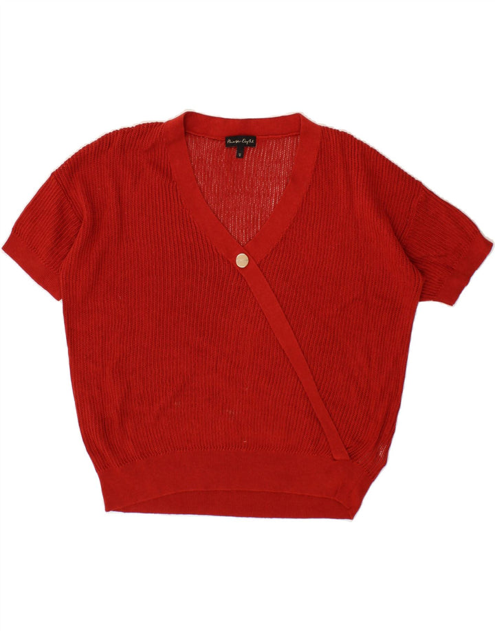 PHASE EIGHT Womens Short Sleeve V-Neck Jumper Sweater UK 14 Medium Red Vintage Phase Eight and Second-Hand Phase Eight from Messina Hembry 