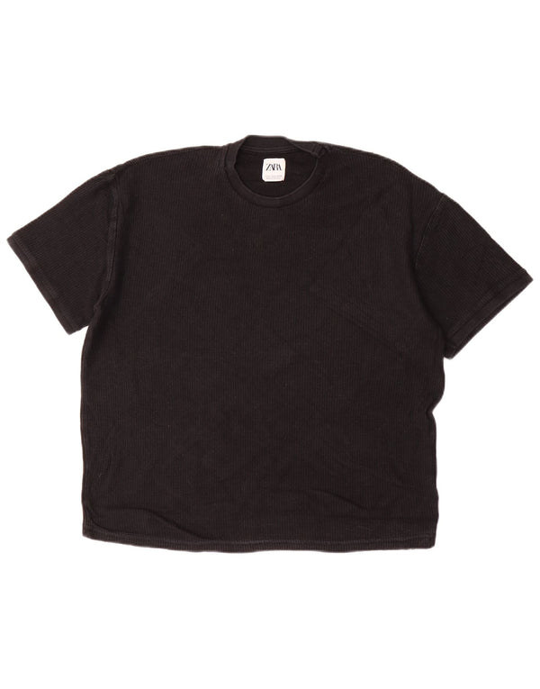 ZARA T-shirt Uomo Top Small Nera in Cotone