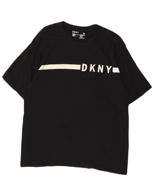 T-shirt grafica da uomo Dkny Top XL in cotone color block nero