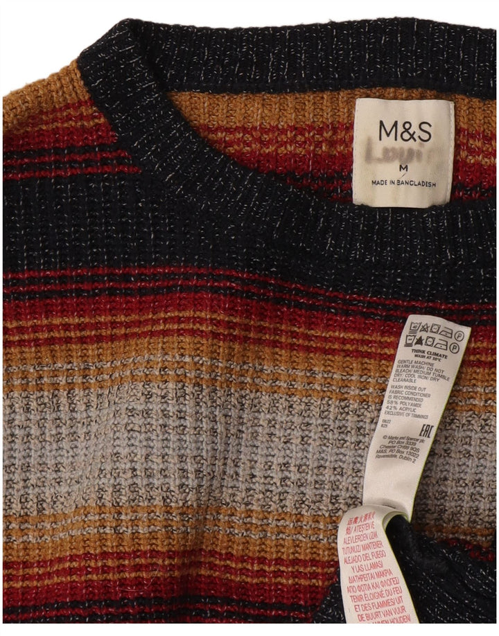 Maglione maglione girocollo da uomo Marks & Spencer a righe medie multicolore