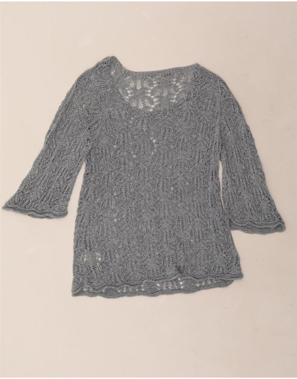 Phase Eight Womens 3/4 Sleeve Boat Neck Jumper Sweater UK 10 Small Grey