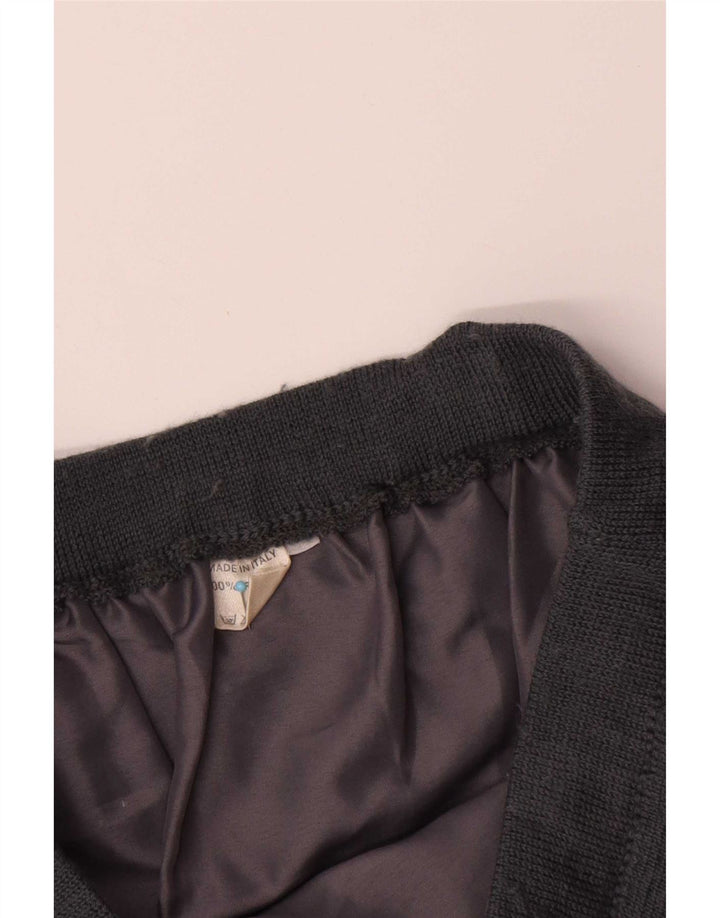 Gonna dritta in maglia da donna vintage W30 in lana grigio medio