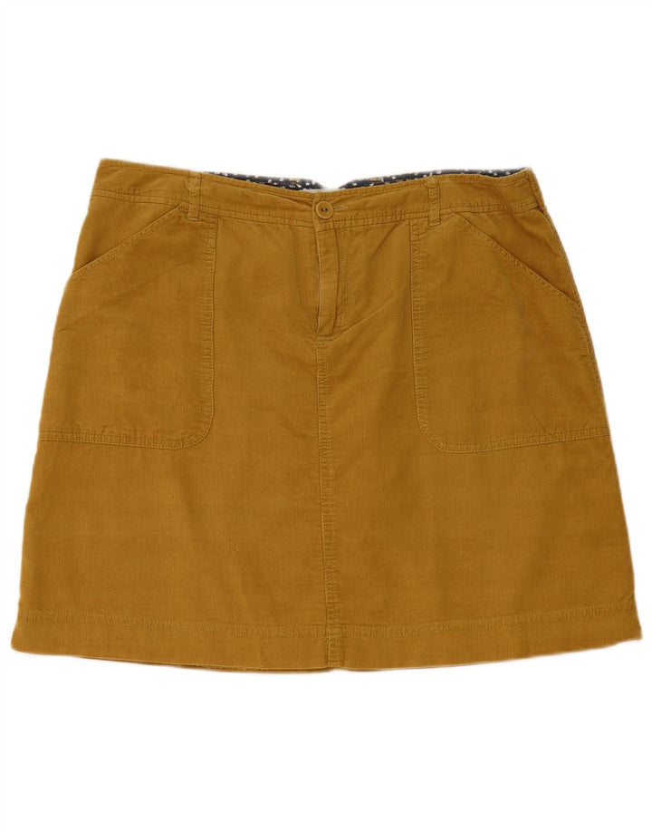 WHITE STUFF Mini gonna da donna in velluto a coste UK 12 media W32 cotone giallo