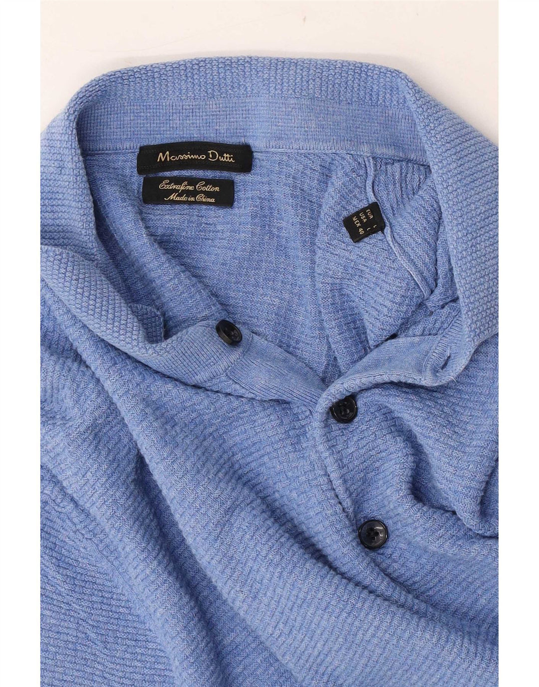 Massimo Dutti Maglione da uomo a maniche corte con collo a polo grande blu