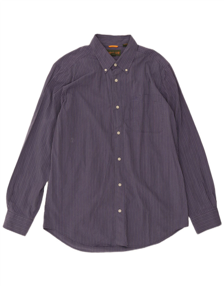 Camicia da uomo Timberland grande in cotone gessato blu navy