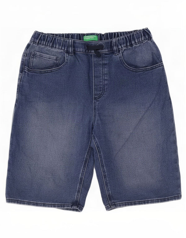 Benetton Boys Denim Shorts 13-14 Years 3XL W28 Blue Cotton