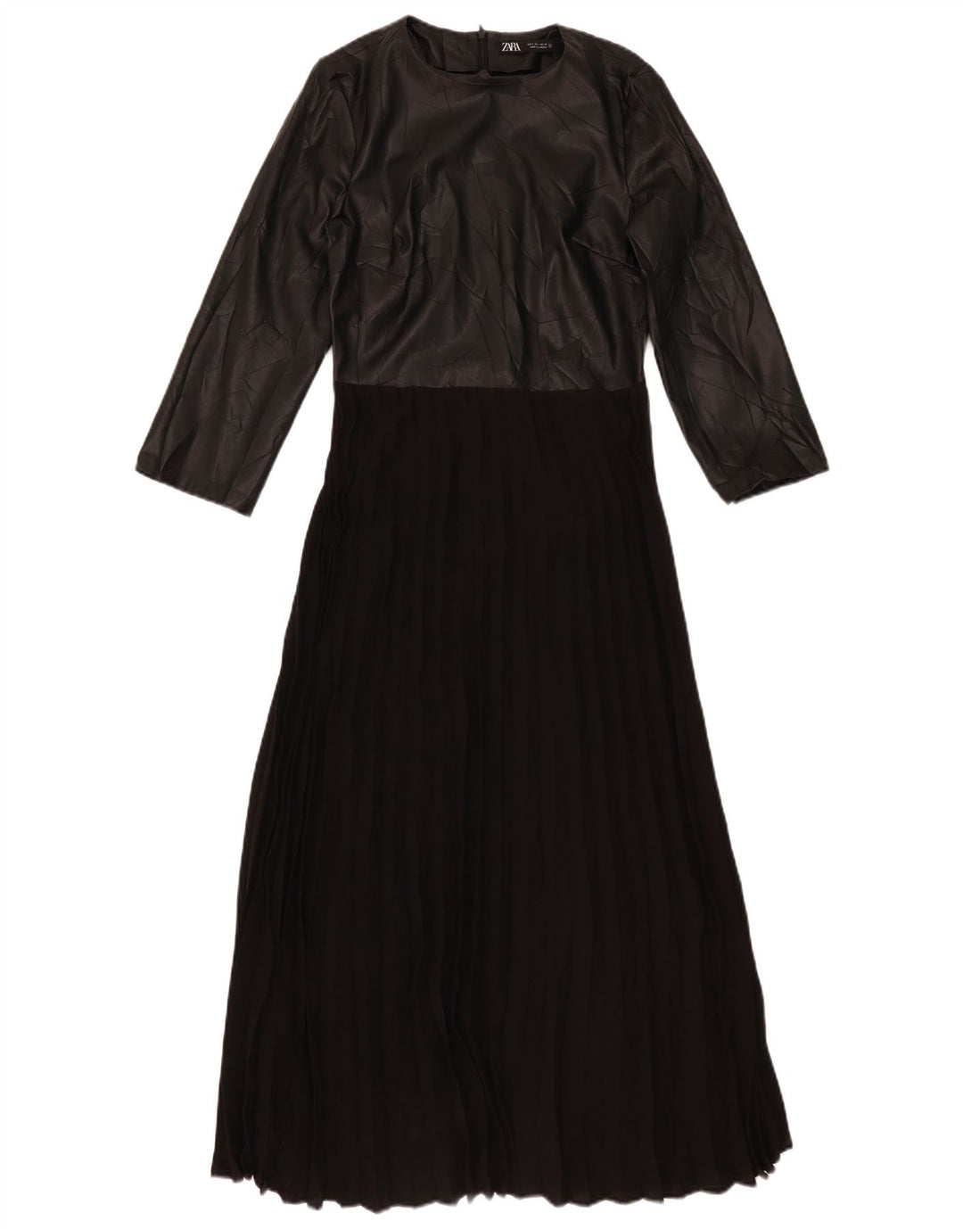 Vestito maxi a maniche lunghe da donna Zara UK 10 piccolo poliestere color block nero