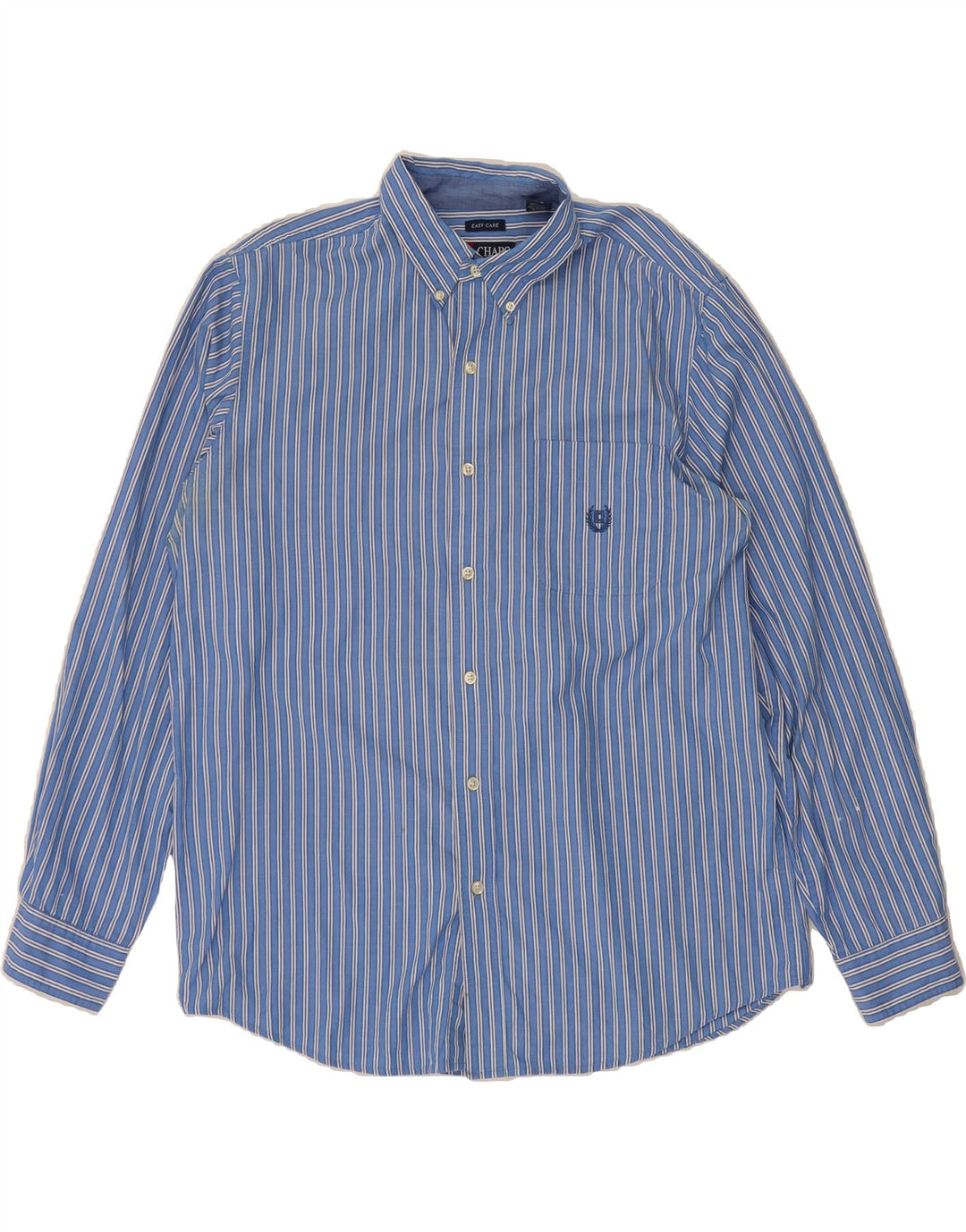 CHAPS Mens Easy Care Shirt Large Blue Pinstripe Cotton Vintage Chaps and Second-Hand Chaps from Messina Hembry 