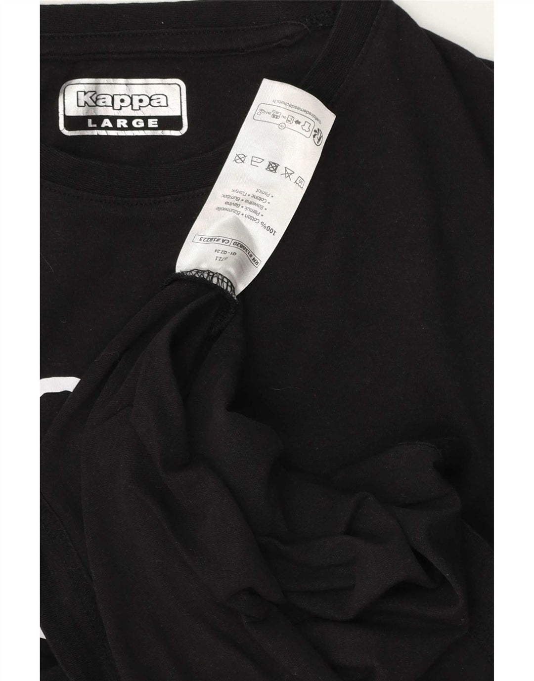 T-shirt grafica Kappa da donna, grande, in cotone nero