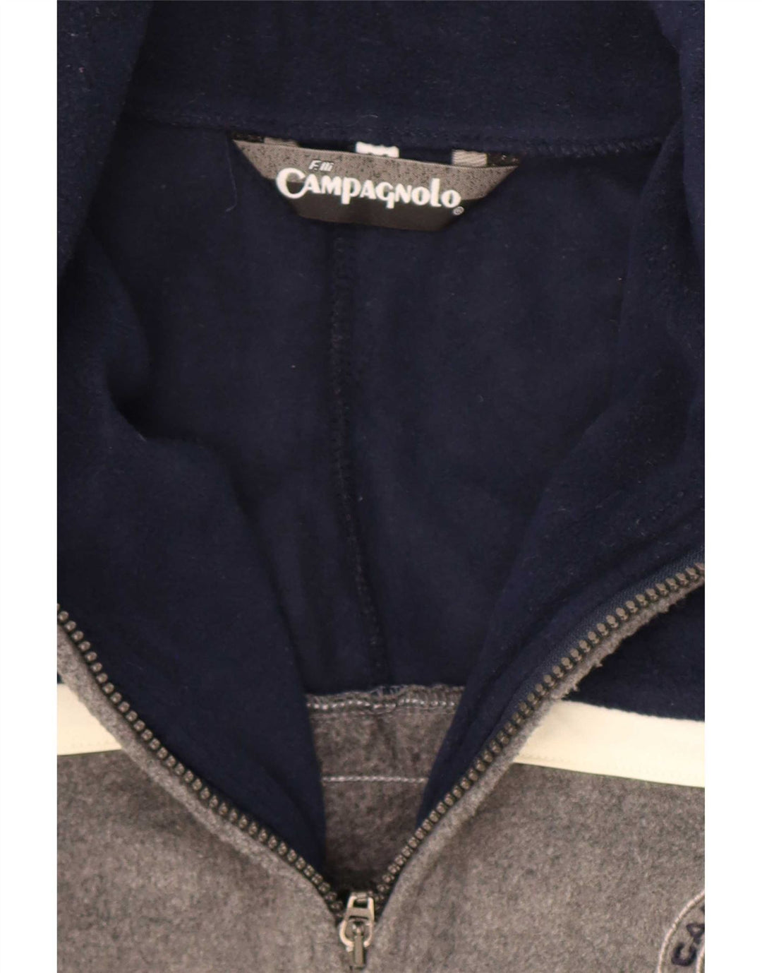 Maglione in pile da uomo Campagnolo con zip e collo in poliestere color block grigio medio