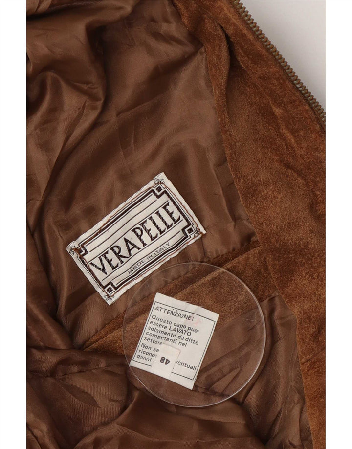 Giacca vintage in pelle scamosciata da uomo IT 48 in pelle marrone medio