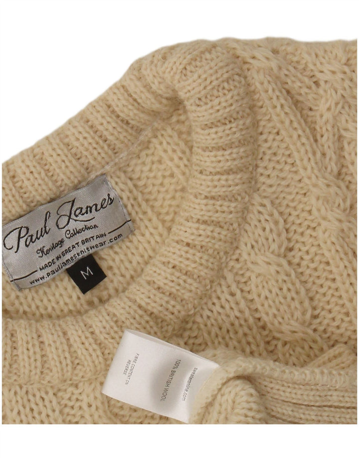 PAUL JAMES Maglione da uomo con scollo a barca in lana beige medio