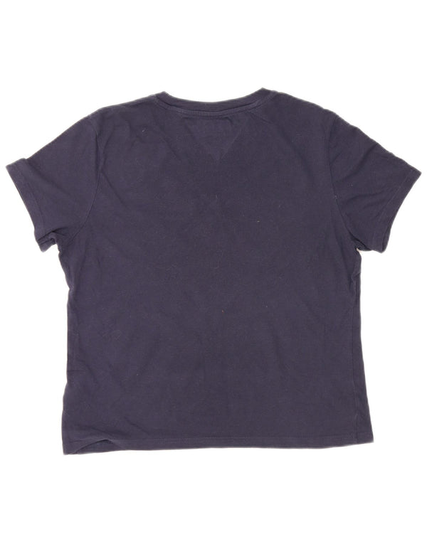 T-shirt grafica da donna Tommy Hilfiger Top UK 14 cotone blu navy medio