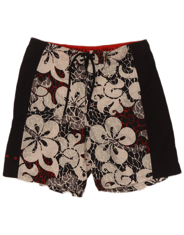Pantaloncini da bagno grafici da uomo Sundek grandi in poliestere floreale nero