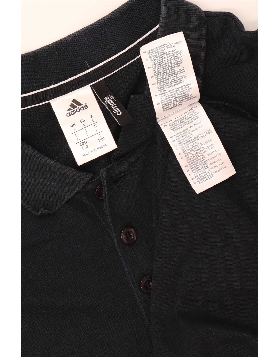 Polo grafica Adidas Climalite da uomo grande in cotone nero