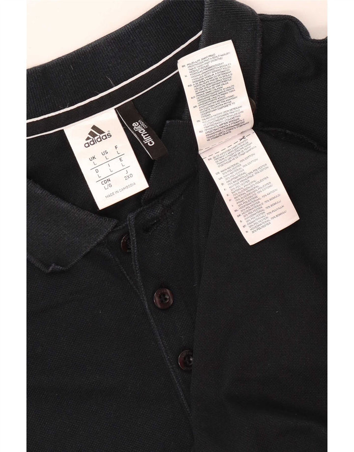 Polo grafica Adidas Climalite da uomo grande in cotone nero