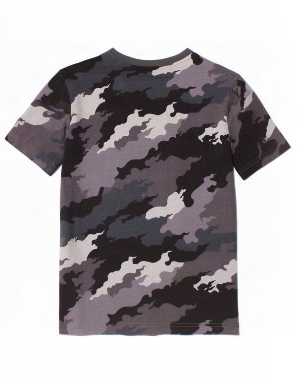 T-shirt grafica da ragazzo Adidas Top 11-12 anni in cotone mimetico grigio