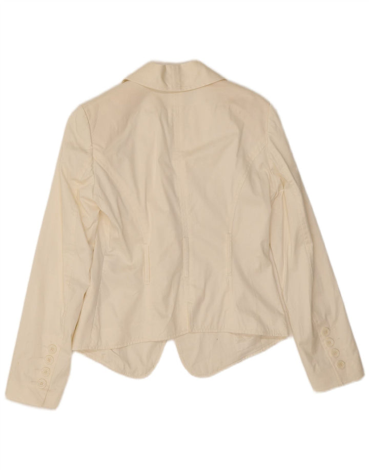 Giacca blazer da donna a 1 bottone Germano Zama UK 8 piccola in cotone bianco